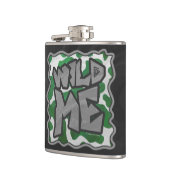 Wild me Koe Groene en Witte Druk Heupfles (Links)