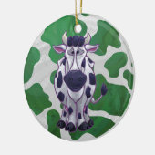 Wild me Koe Groene en Witte Druk Keramisch Ornament (Links)