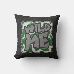 Wild me Koe Groene en Witte Druk Kussen