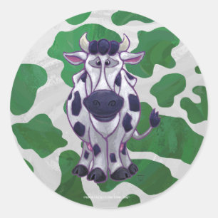 Wild me Koe Groene en Witte Druk Ronde Sticker