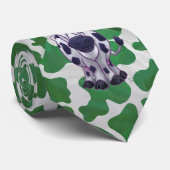 Wild me Koe Groene en Witte Druk Stropdas (Opgerold)