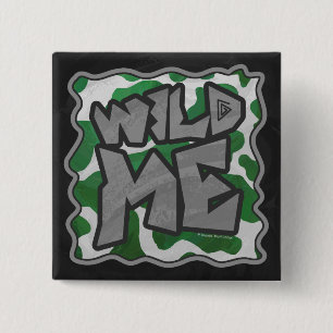 Wild me Koe Groene en Witte Druk Vierkante Button 5,1 Cm