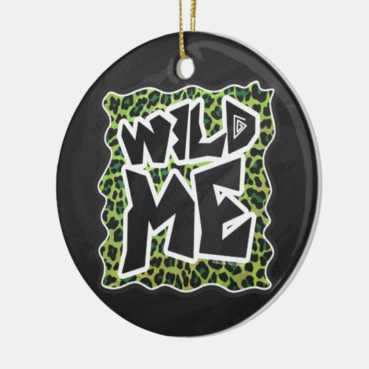 Wild me Leopard Black en Green Design Keramisch Ornament (Links)