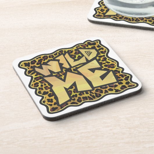 Wild me Leopard Brown and Yellow Print Bier Onderzetter (Linkerzijde)