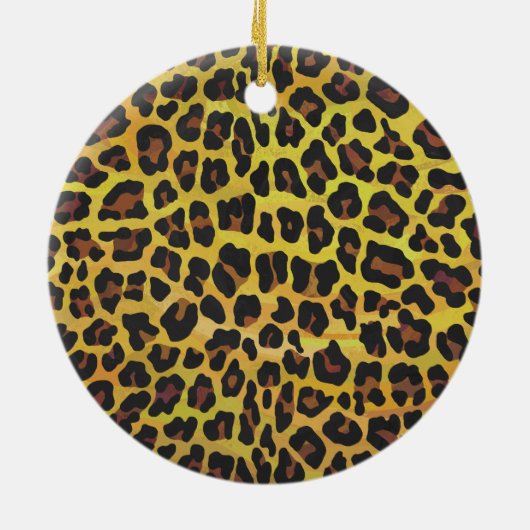 Wild me Leopard Brown and Yellow Print Keramisch Ornament (Achterkant)