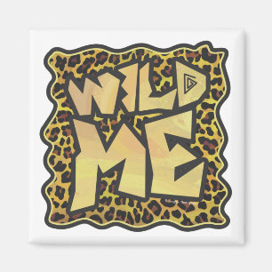 Wild me Leopard Brown and Yellow Print Magneet