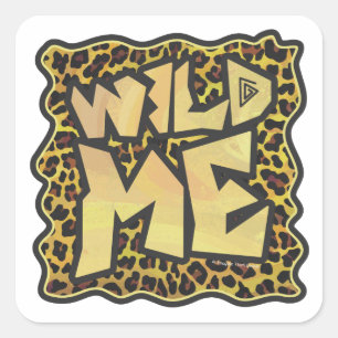 Wild me Leopard Brown and Yellow Print Vierkante Sticker