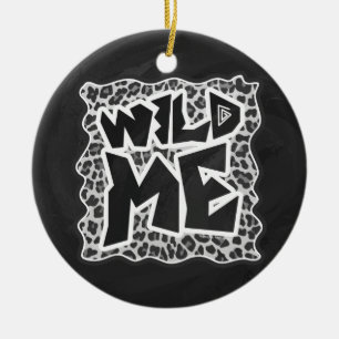 Wild Me Leopard White en Black Keramisch Ornament