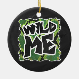 Wild me Snake Black en Green Print Keramisch Ornament