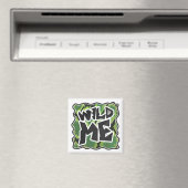 Wild me Snake Black en Green Print Magneet (Insitu (Vaatwasser))