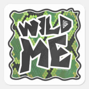 Wild me Snake Black en Green Print Vierkante Sticker