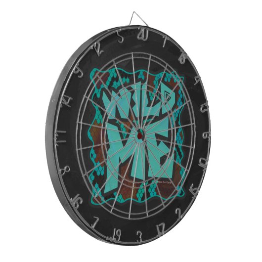 Wild me Snake Brown en Blauwgroen print Dartbord (Voorkant Links)