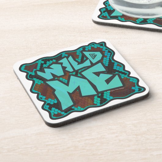 Wild me Snake Brown en Blauwgroen print Drankjes Onderzetter (Linkerzijde)