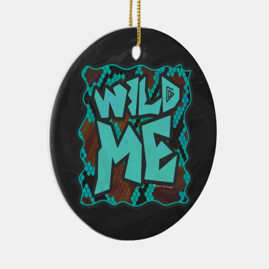 Wild me Snake Brown en Blauwgroen print Keramisch Ornament (Rechts)