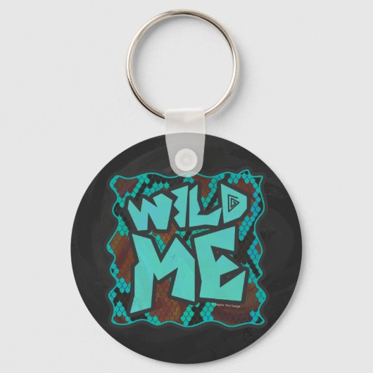 Wild me Snake Brown en Blauwgroen print Sleutelhanger (Voorkant)