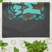 Wild me Snake Brown en Blauwgroen print Theedoek (Gevouwen)