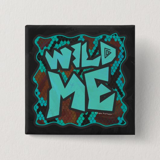 Wild me Snake Brown en Blauwgroen print Vierkante Button 5,1 Cm (Voorkant)