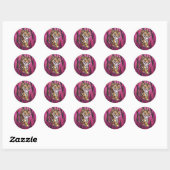 Wild Me Tiger Black en Roze Ronde Sticker (Vel)