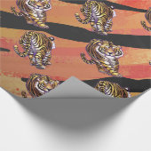 Wild Me Tiger Hot oranje en zwart afdrukken Cadeaupapier (Hoek)