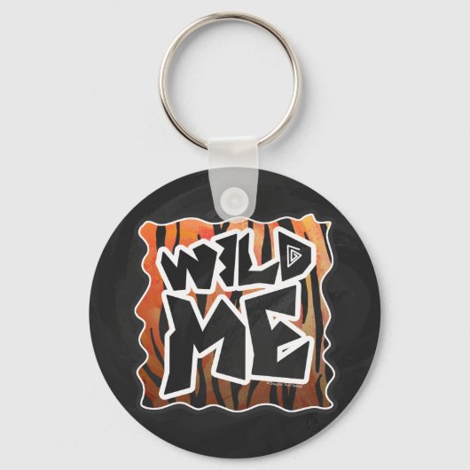 Wild Me Tiger Hot oranje en zwart afdrukken Sleutelhanger (Voorkant)