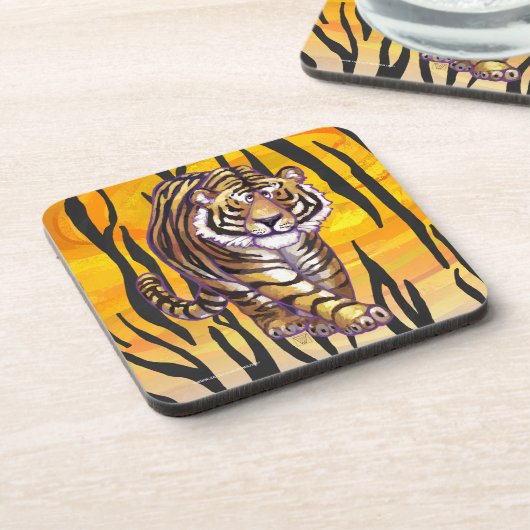 Wild Me Tiger Oranje en zwart Drankjes Onderzetter (Linkerzijde)