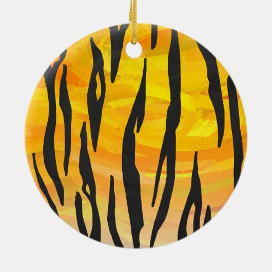 Wild Me Tiger Oranje en zwart Keramisch Ornament (Achterkant)