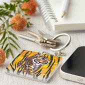 Wild Me Tiger Oranje en zwart Sleutelhanger (Voorkant Rechts)