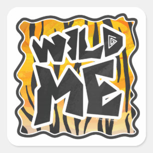 Wild Me Tiger Oranje en zwart Vierkante Sticker