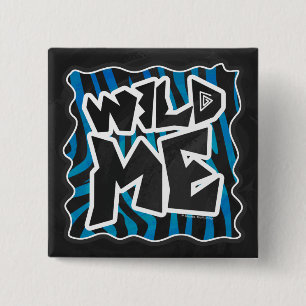 Wild Me Zebra Black en Blue Vierkante Button 5,1 Cm