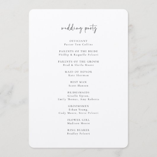 Wild Meadow Bloemen Huwelijksprogramma Programma (Achterkant)