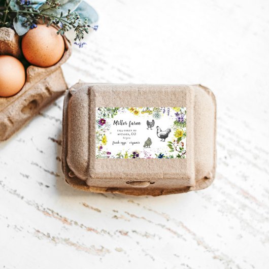 Wild Meadow Bloemen Rustiek Script Ei Carton Label
