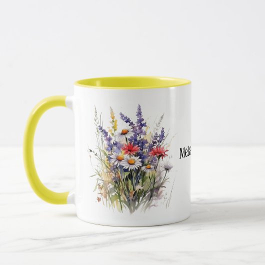 Wild Meadow Flowers met bewerkbare naam Mok (Links)
