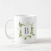 Wild Meadow Green Botanical Monogram Koffiemok (Links)