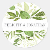 Wild Meadow | Groen botanisch huwelijk Ronde Sticker (Voorkant)
