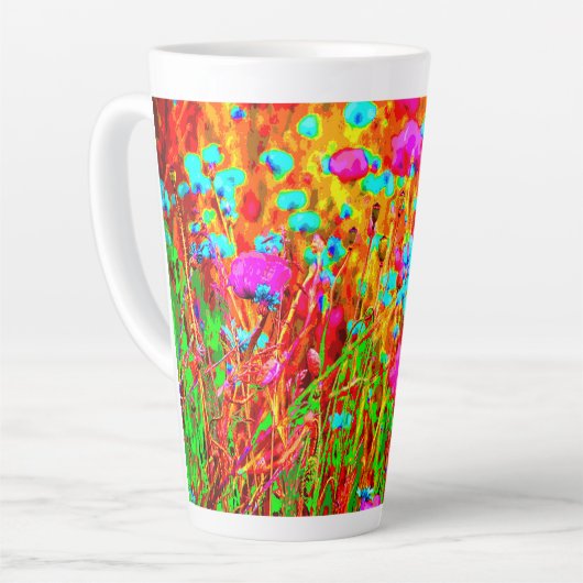 Wild Meadow in Bloom Pop Art Latte Mok (Linkerhoek)