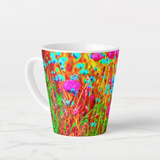 Wild Meadow in Bloom Pop Art Latte Mok (Linkerhoek)