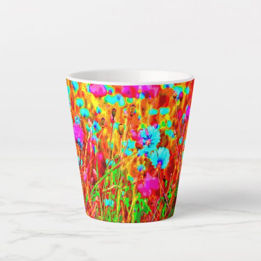 Wild Meadow in Bloom Pop Art Latte Mok (Voorkant)