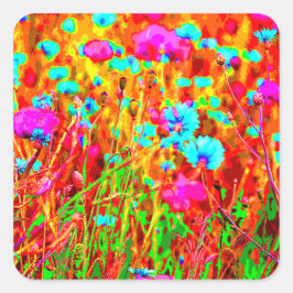 Wild Meadow in Bloom Pop Art Vierkante Sticker