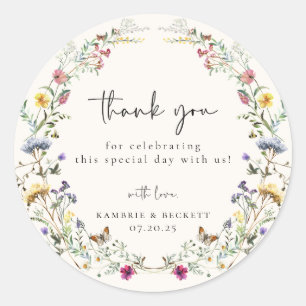 Wild Meadow krans bruiloft dank u Ronde Sticker