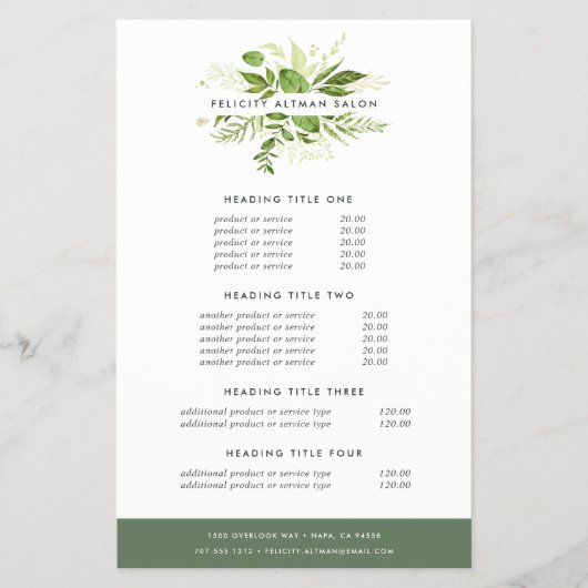 Wild Meadow Pricing & Services Flyer (Voorkant)