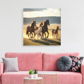 Wild Meadow Run – Majestic Horse Herd with Foals Canvas Afdruk (Insitu (Woonkamer))