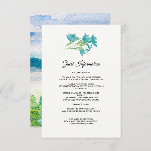 Wild Meadow Spring Mountains Mariage Détails Carte (Devant / Derrière)