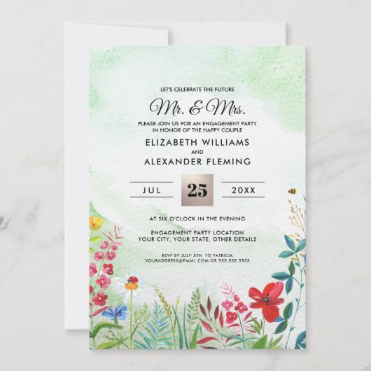 Wild Meadow Summer Forest Engagement Invitations (Devant)