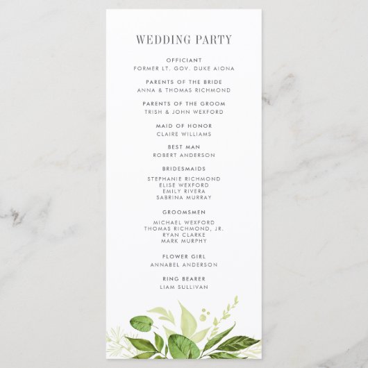Wild Meadow Wedding Ceremony Program Programma (Achterkant)