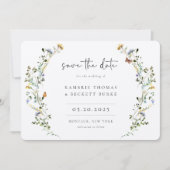 Wild Meadow Wreath Floral Foto Save The Date (Voorkant)