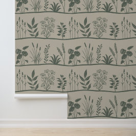 Wild Meadows Minimal Botanical Plants Silhouette Behang