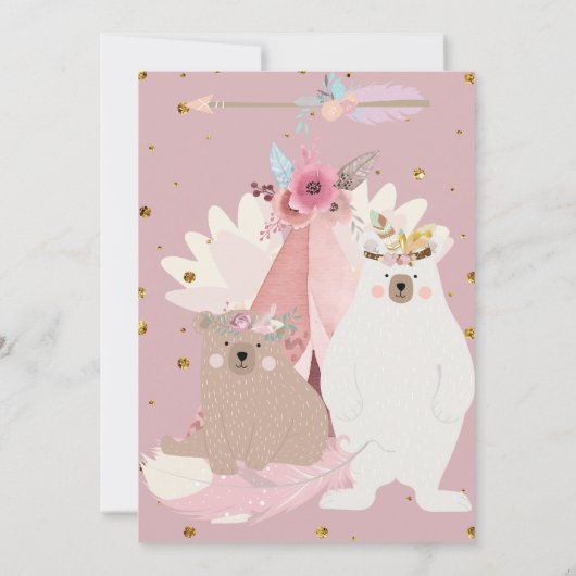 Wild meisje een Boho eerste verjaardag Kaart (Achterkant)