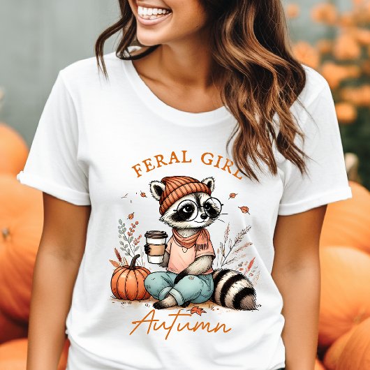 wild meisje herfst wasbeer t-shirt