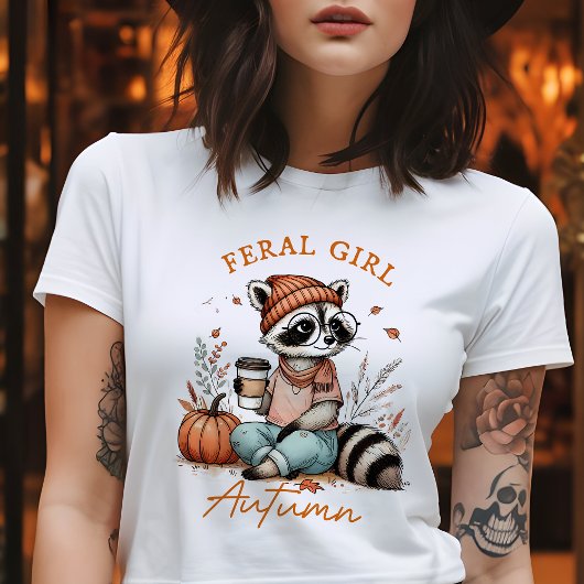 wild meisje herfst wasbeer t-shirt