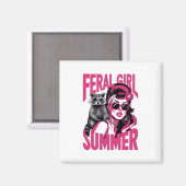 wild meisje zomer opossum grappige wasbeer magneet (Voorkant / Achterkant)